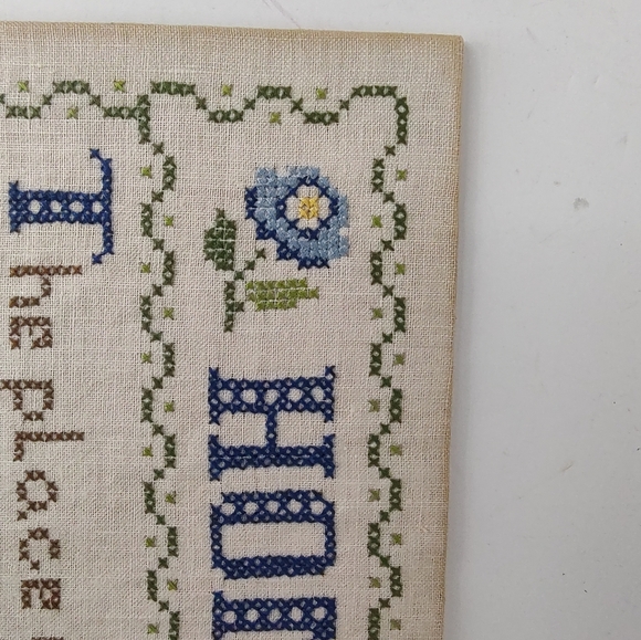 Vintage 1960s Handmade Cross Stitch Sampler 12” X 14” Completed NO FRAME - Picture 2 of 10